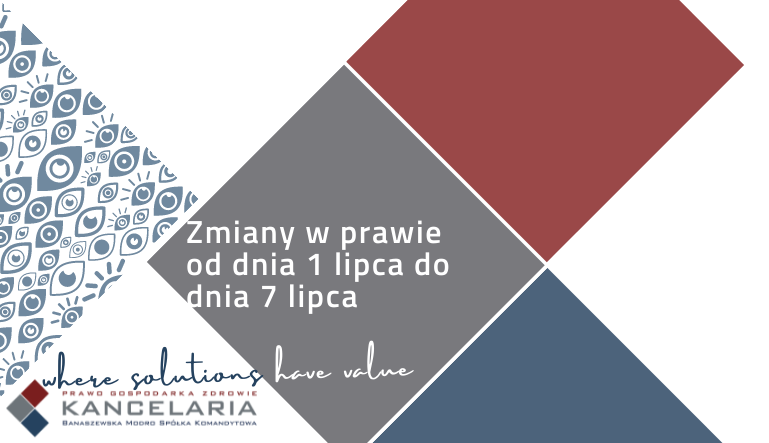 Harmonogram zmian w prawie od dnia 1 lipca do dnia 7 lipca 2021 r.